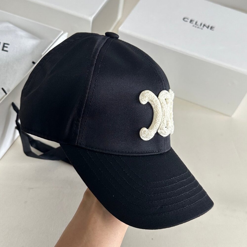 Celine Triomphe Black Adjustable Unisex Baseball Cap